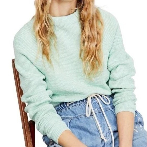 Free People Sweaters - Free People Mint Too Good‎ Mock Neck Pullover Sweater Opaline